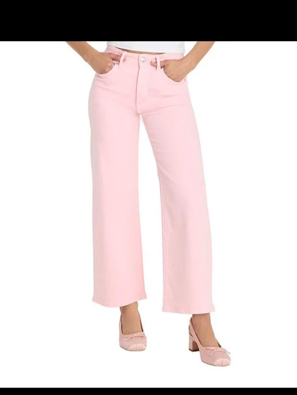 Good American Waist Palazzo High Rise Wide Leg Cropped Denim Jeans